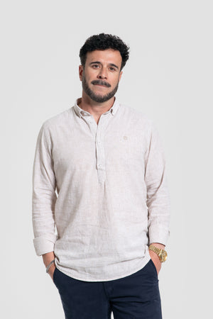 Camisola Polo Riscas Camel