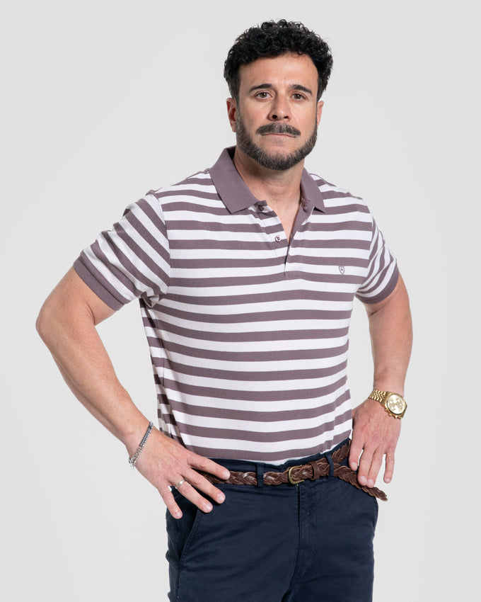 Polo Rayas Marrón