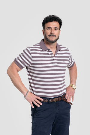 Polo às Riscas Castanho
