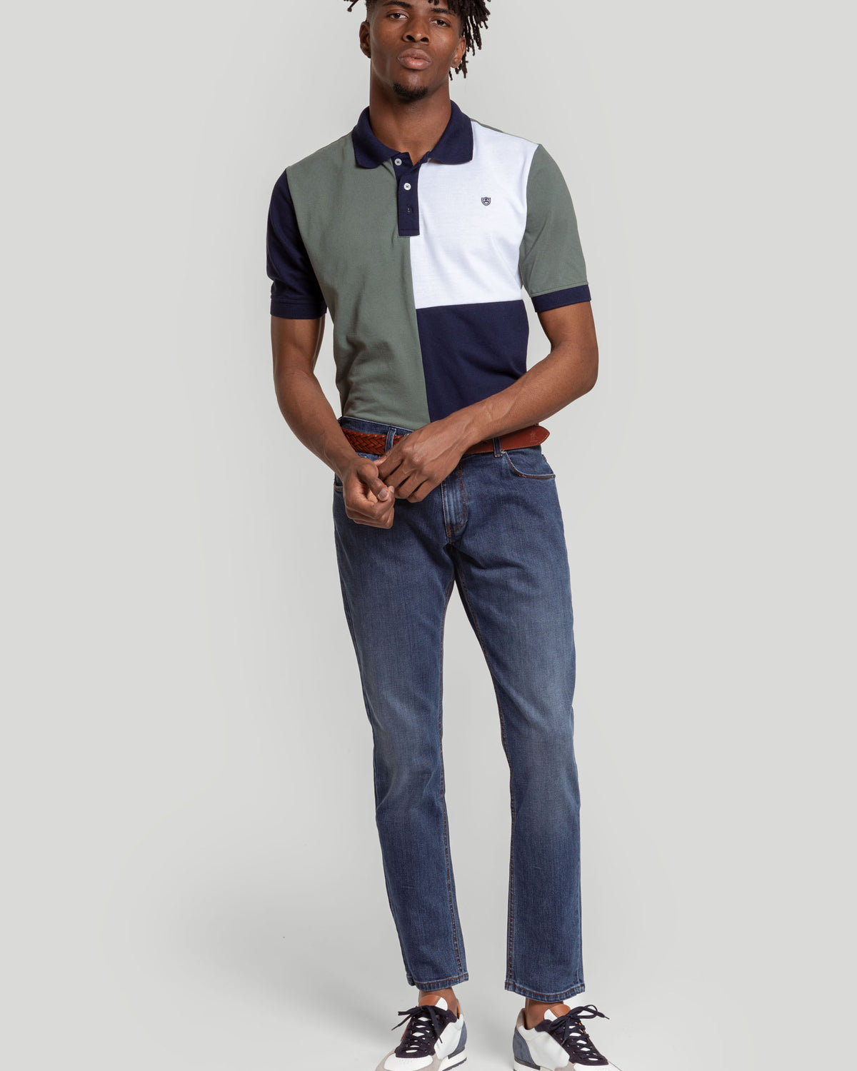 Camisa polo xadrez caqui