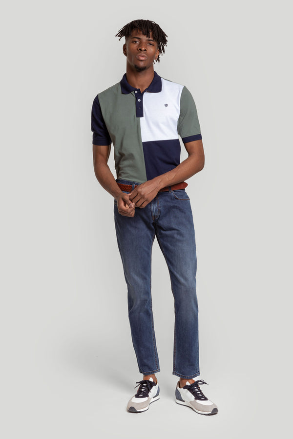 Polo Cuadro Escudo Kaki