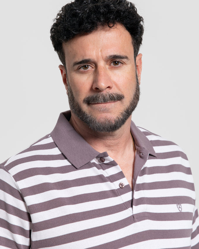 Polo Rayas Marrón