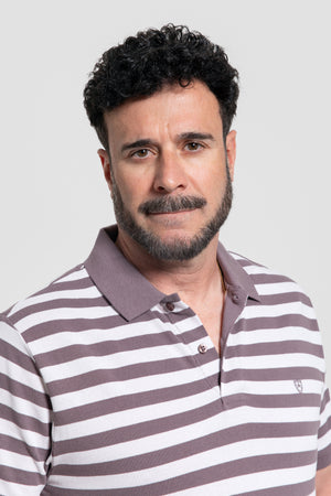 Polo às Riscas Castanho