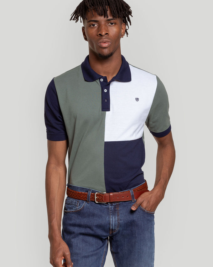 Camisa polo xadrez caqui