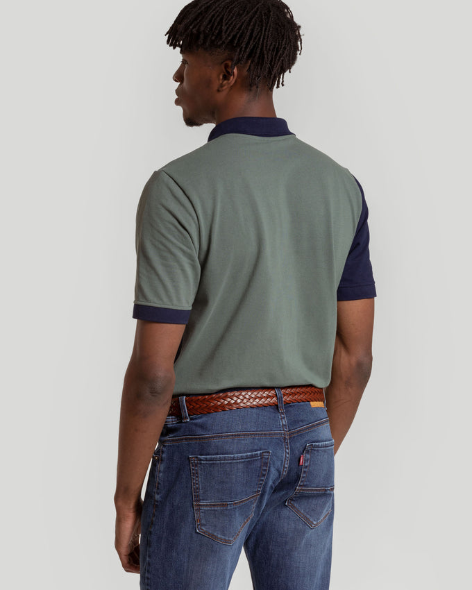 Camisa polo xadrez caqui