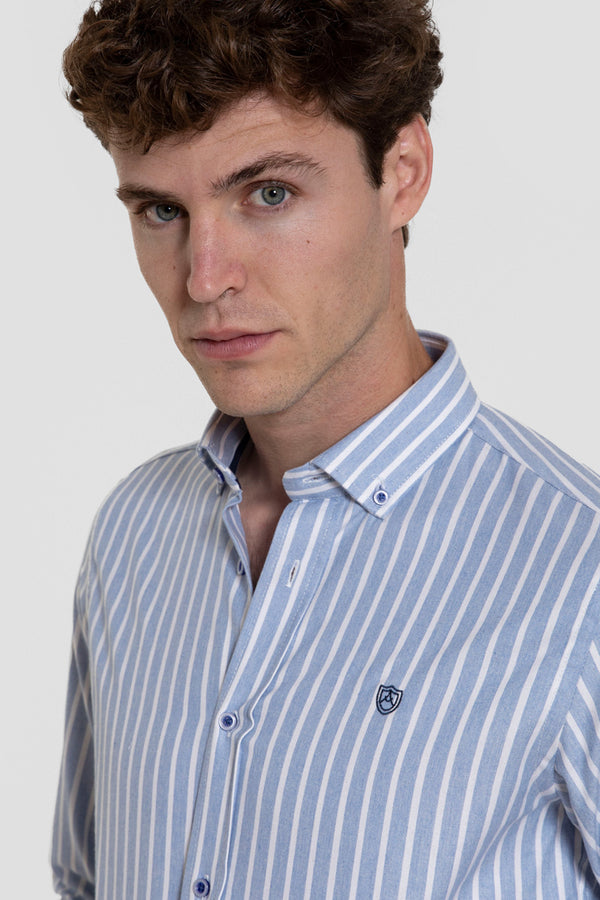 Camisa Rayas Celeste