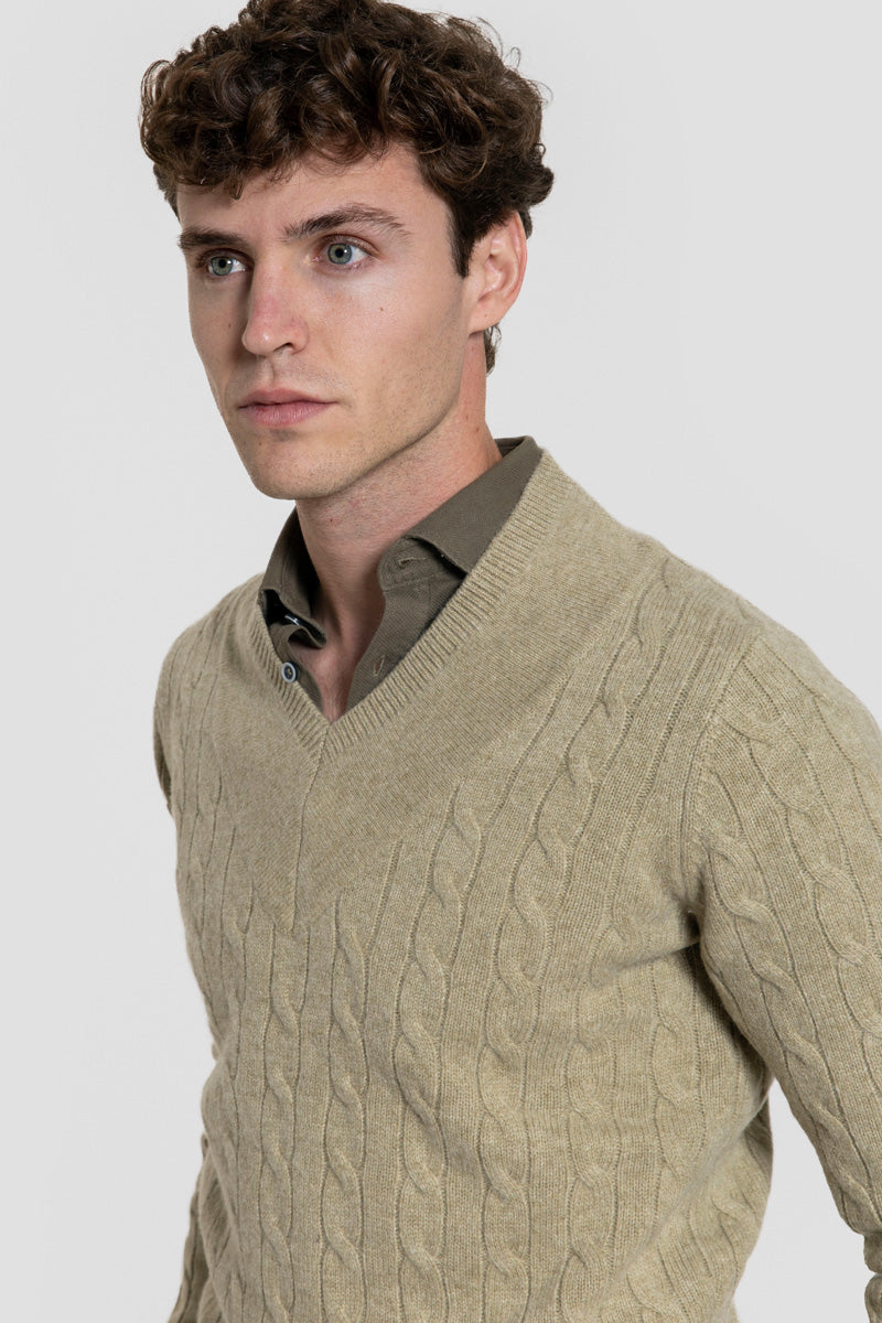 Jersey de Lana 100% con Cuello en V