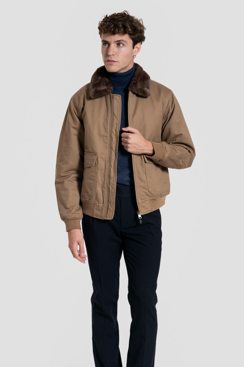 Cazadora Utility con Cuello Pelo