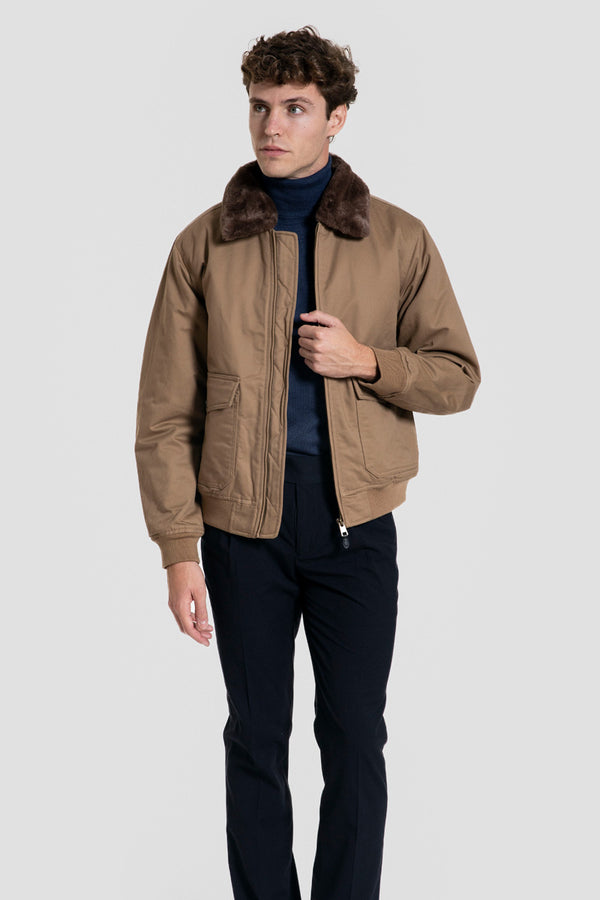 Cazadora Utility con Cuello Pelo