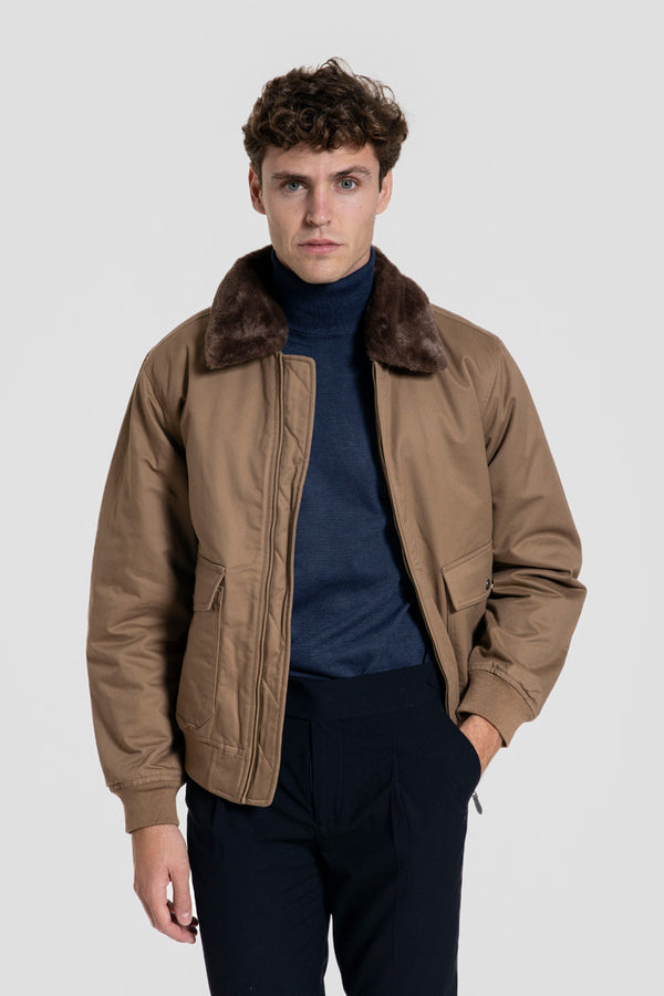 Cazadora Utility con Cuello Pelo