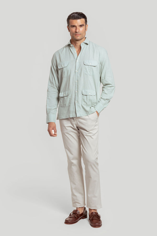 Camisa Cubana Verde Agua