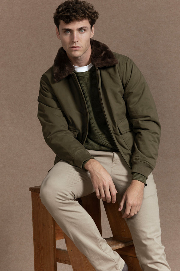 Cazadora Utility Cuello Pelo Kaki
