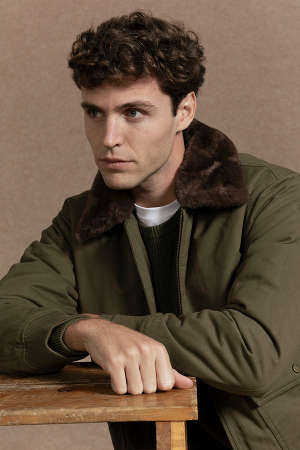 Cazadora Utility Cuello Pelo Kaki