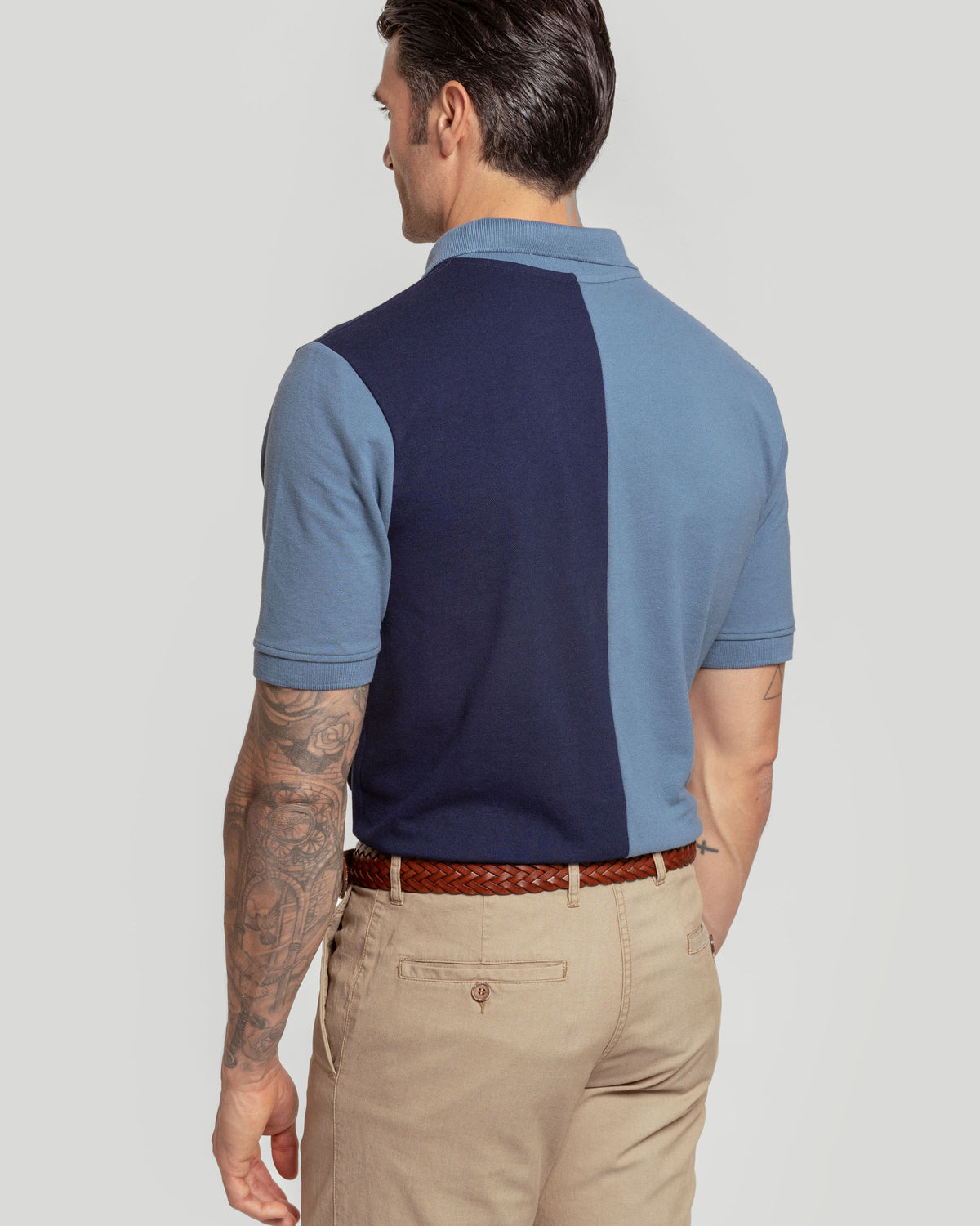 Polo bicolor azul-marinho