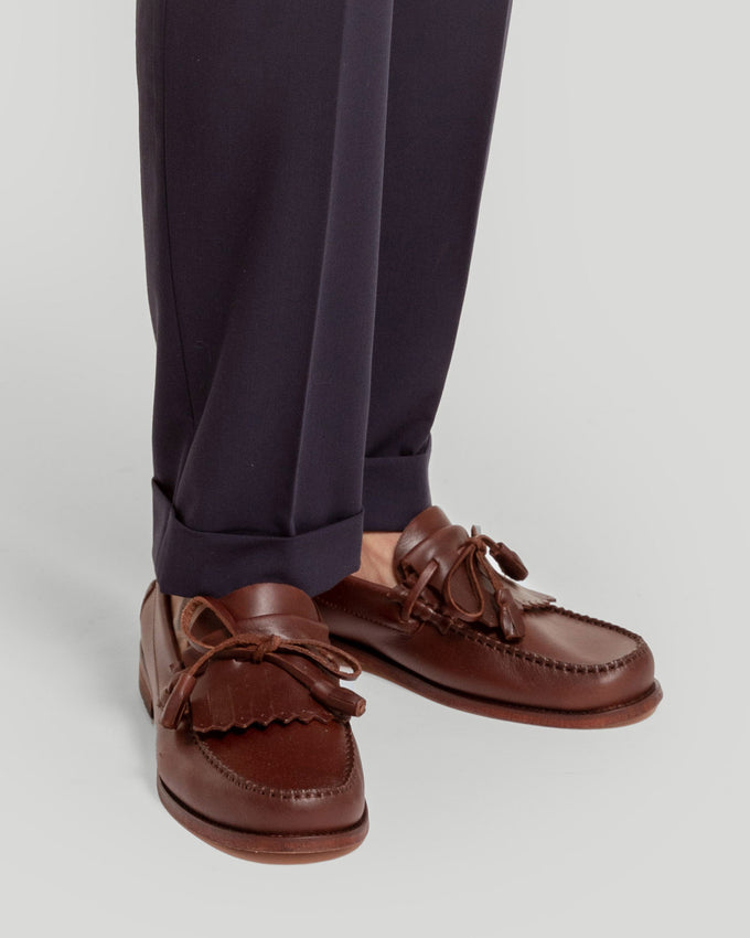 Zapatos de Vestir de Cuero Marrón con Borlas