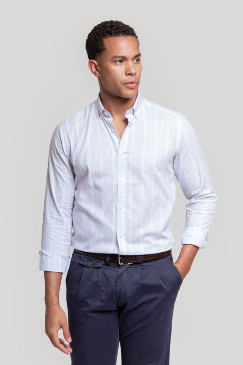 Camisa Rayas  Celeste