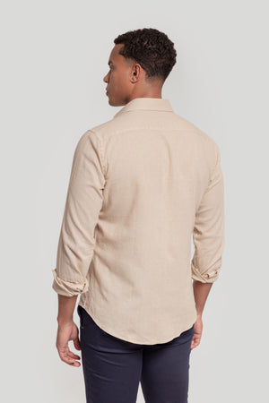 Camisa Algodon Y Lino Beig