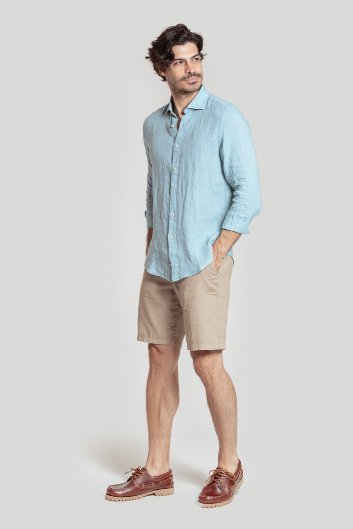Camisa Lino Verde Agua