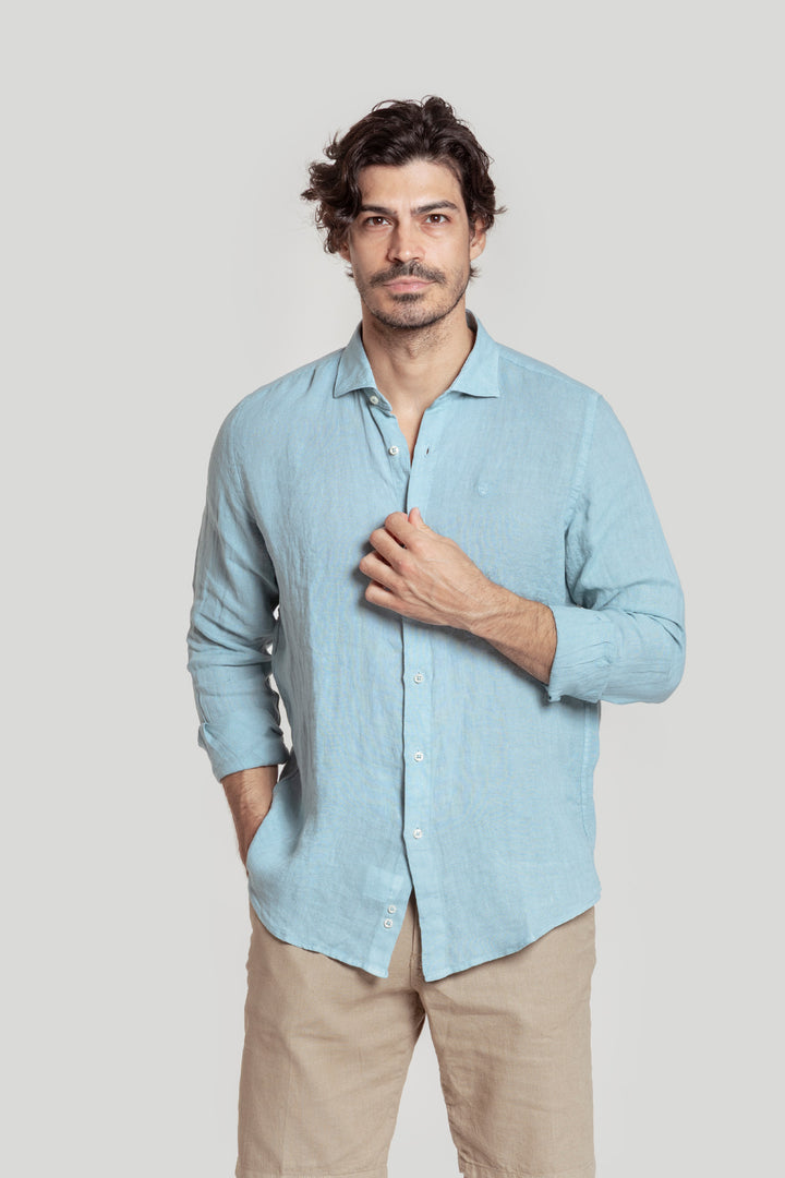 Camisa Lino Verde Agua