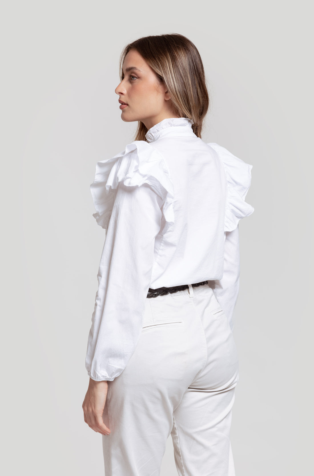 Blusa Tablas Volantes Blanca