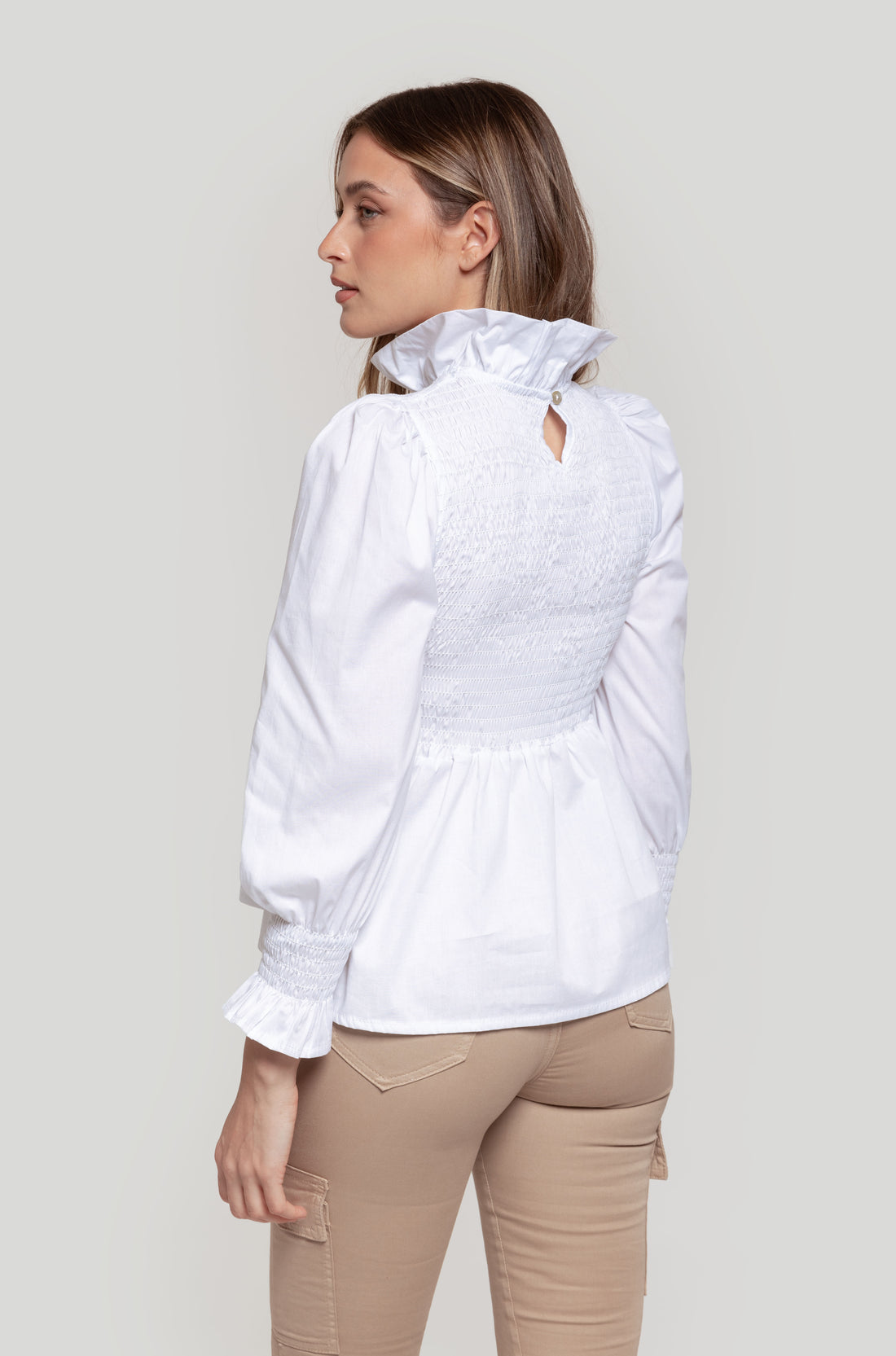 Blusa Nido De Abeja Blanca