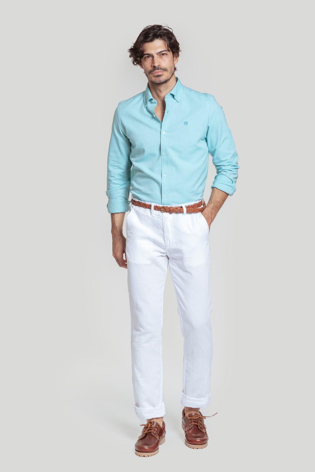 Camisa Modern Fit Verde Agua