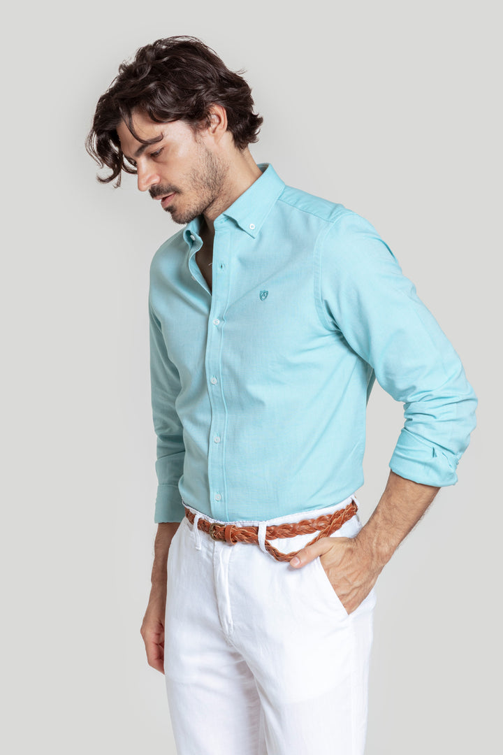 Camisa Modern Fit Verde Agua