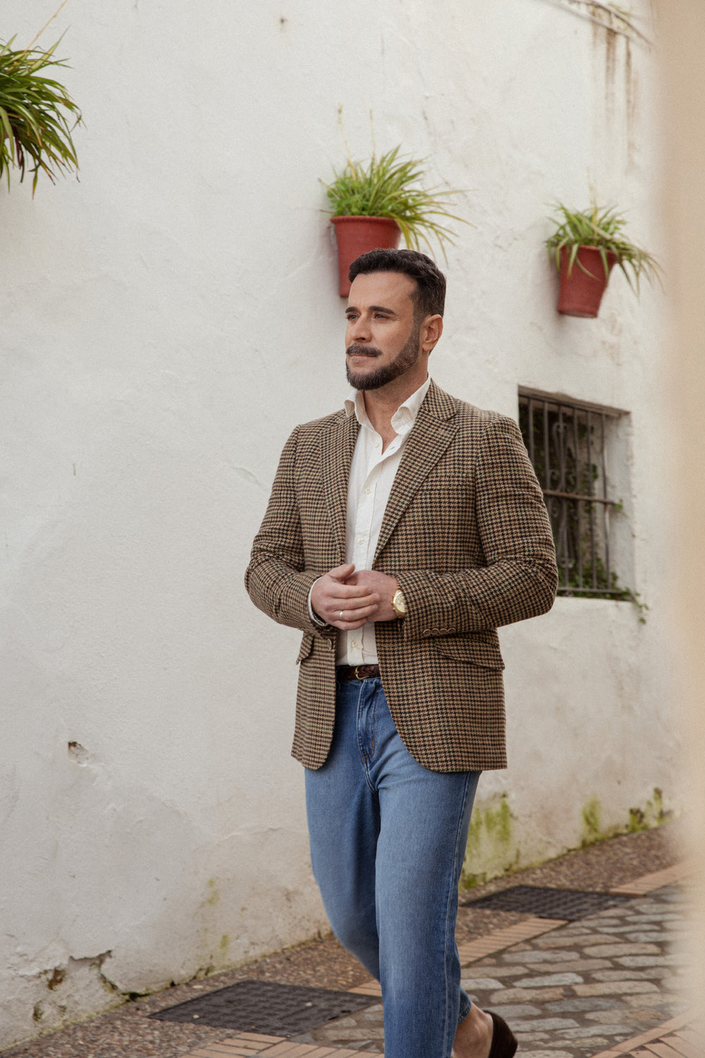 Americana Cuadros Camel