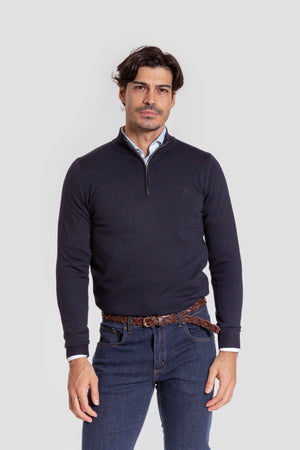 Jersey Cuello Cremallera Marino - Raíces