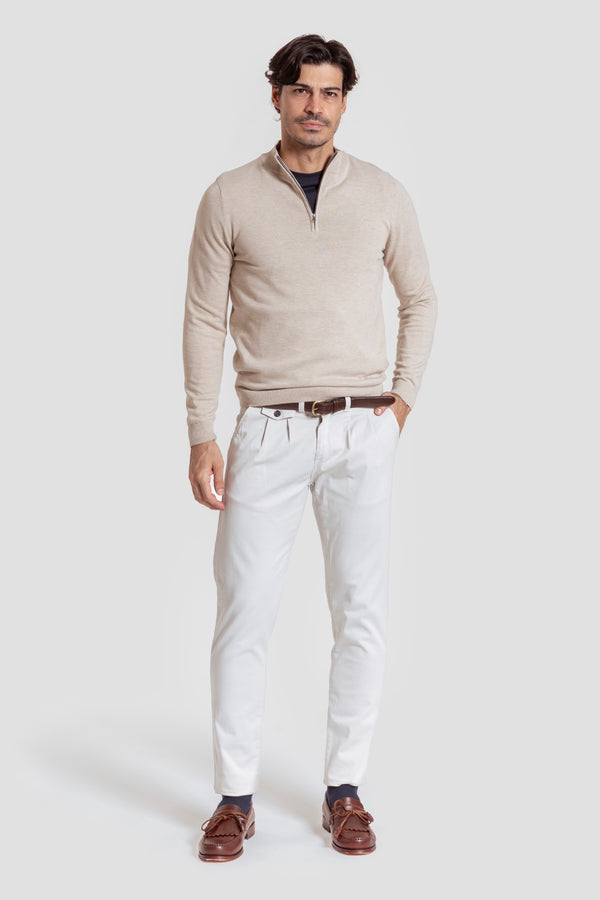 Jersey Cuello Cremallera Hueso - Raíces