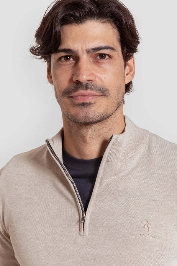 Jersey Cuello Cremallera Hueso - Raíces