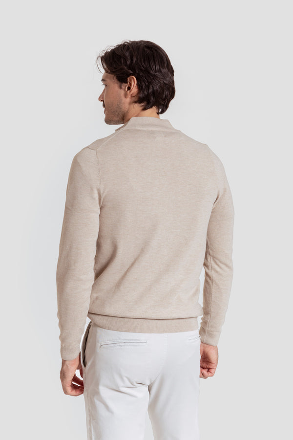 Jersey Cuello Cremallera Hueso - Raíces