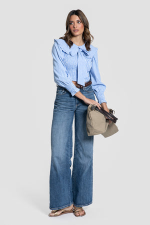 Blusa Lazo Cuadros Vichy Azul