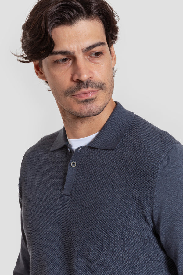Jersey Cuello Botones Índigo - Raíces