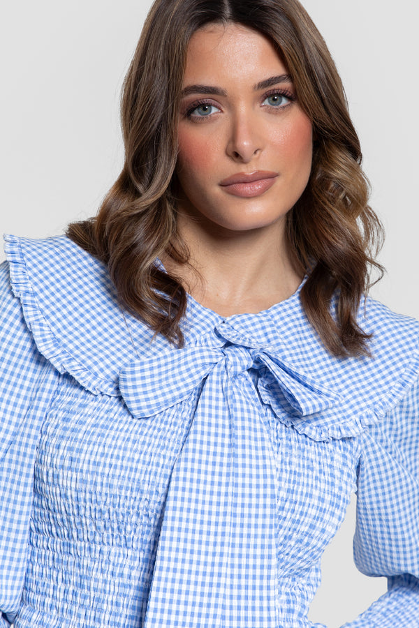 Blusa Lazo Cuadros Vichy Azul
