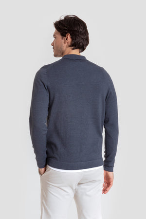 Jersey Cuello Botones Índigo - Raíces