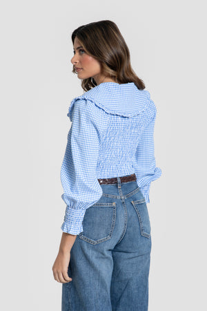 Blusa Lazo Cuadros Vichy Azul