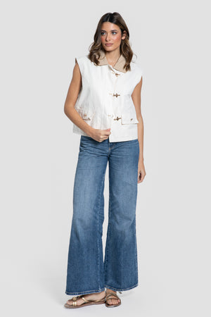 Chaleco Cuello Contraste Hueso