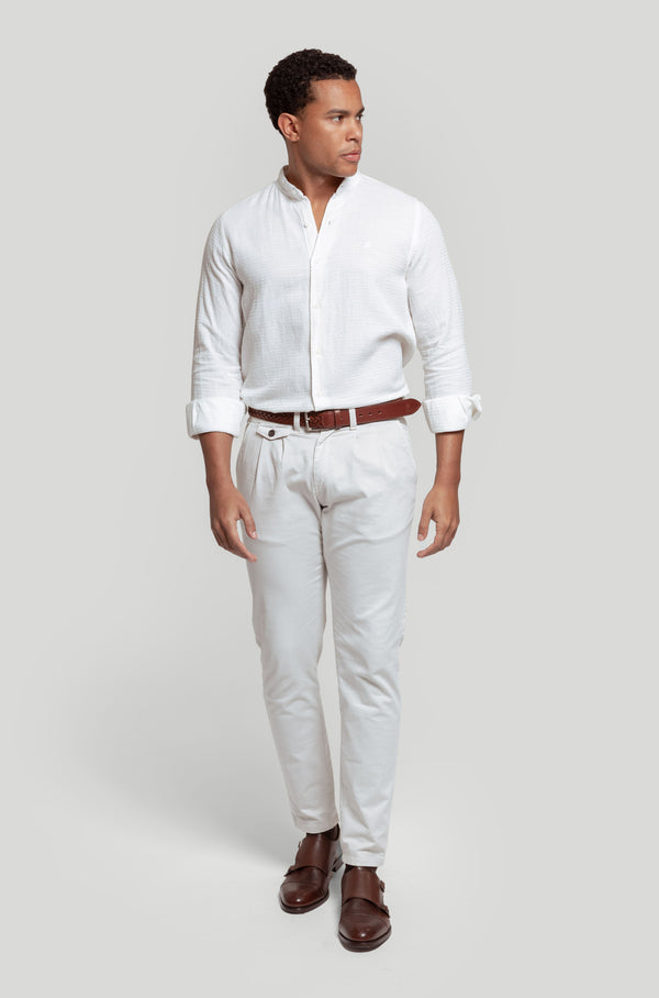 Camisa Cuello Tirilla Blanca