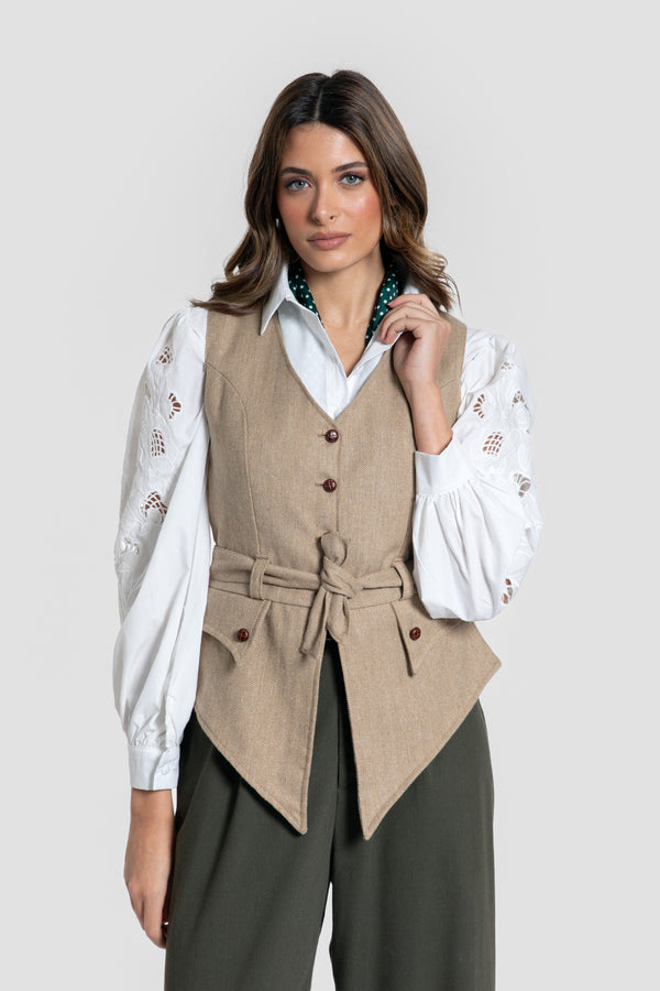 Chaleco Espiga Camel - Brío