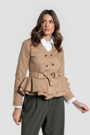 Chaqueta Peplum Camel