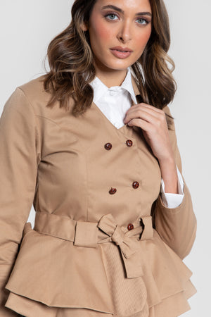 Chaqueta Peplum Camel