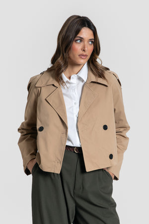 Gabardina Corta Camel