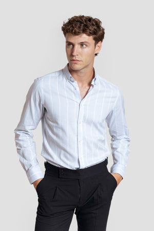 Camisa Rayas  Celeste