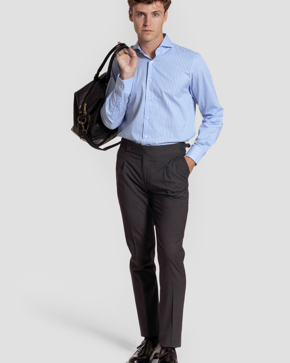 Camisa social às riscas azul-claro - Footprint