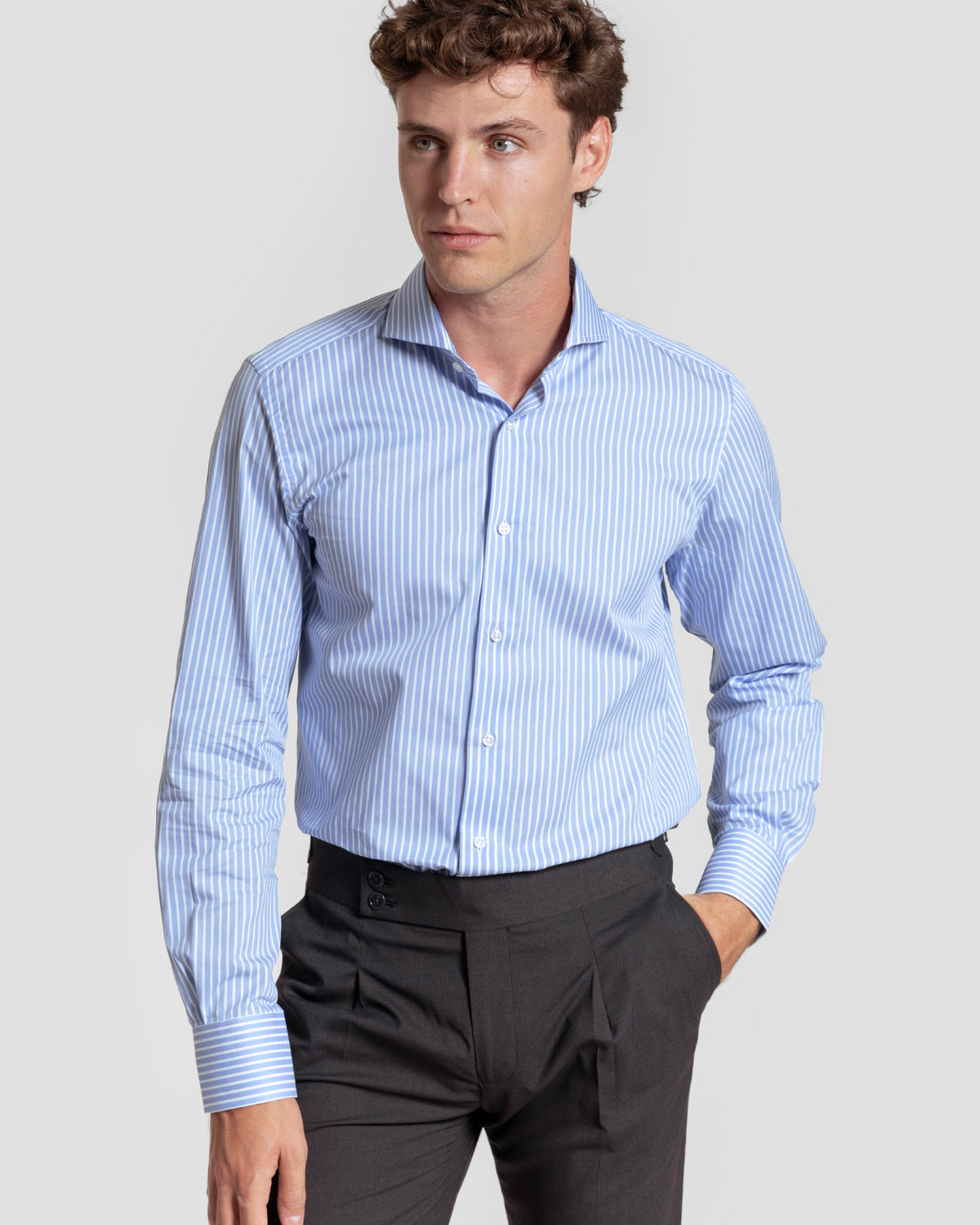 Camisa social às riscas azul-claro - Footprint