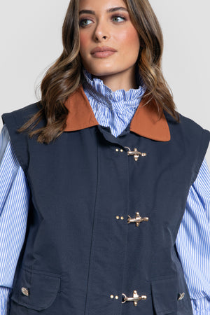 Chaleco Cuello Contraste Marino