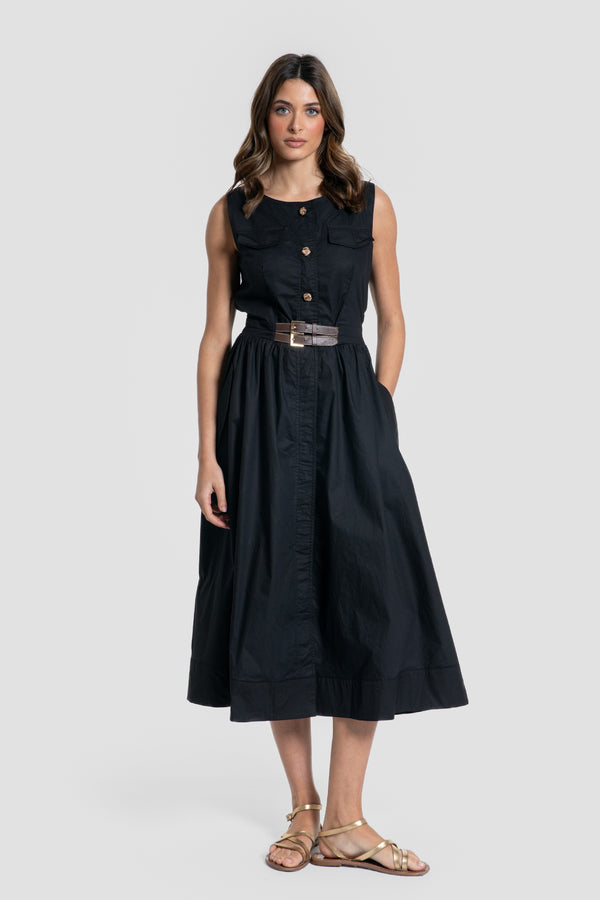 Vestido Cinturón Negro