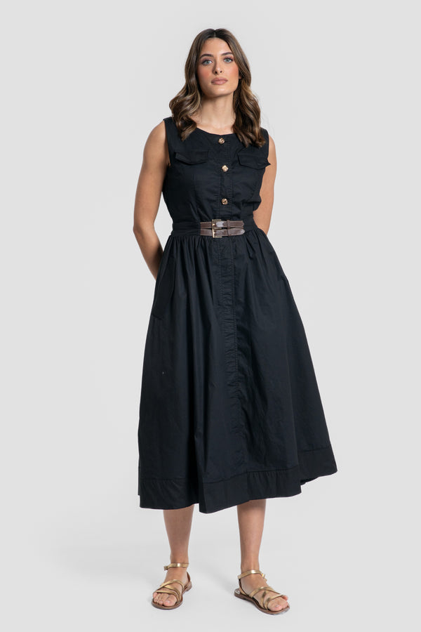 Vestido Cinturón Negro