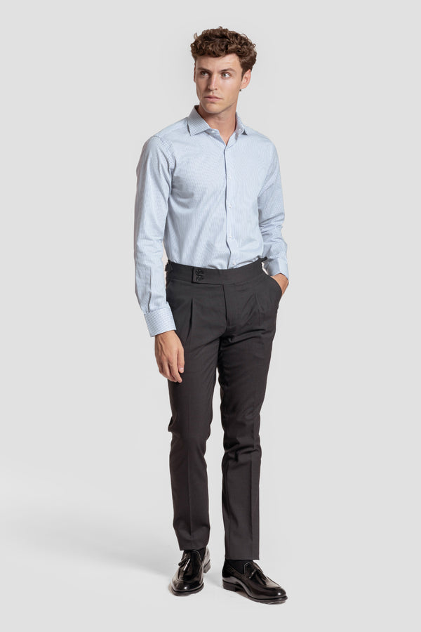 Camisa Vestir Raya Fina Azul Marino
